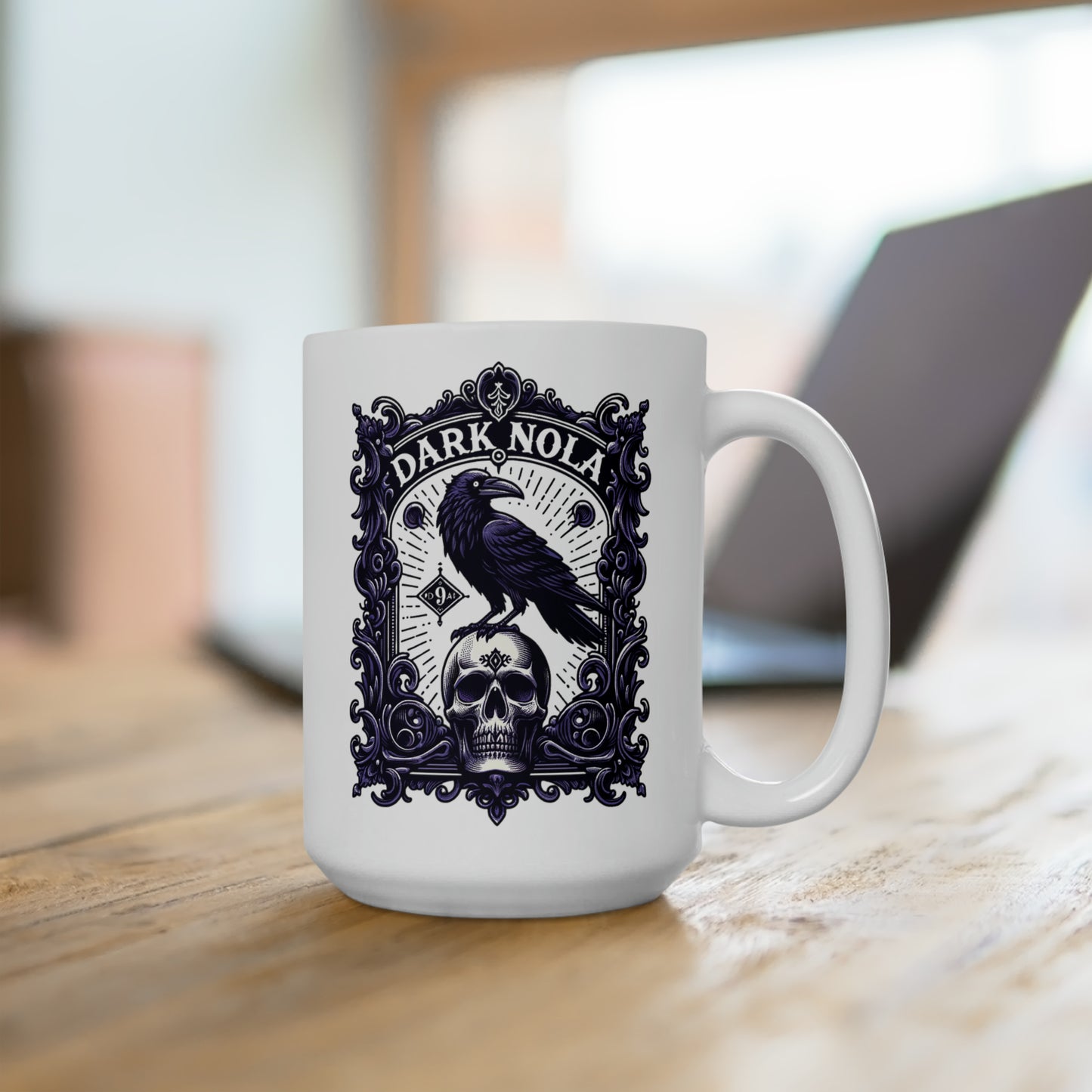 Dark Nola Raven Skull Ceramic Mug 15oz