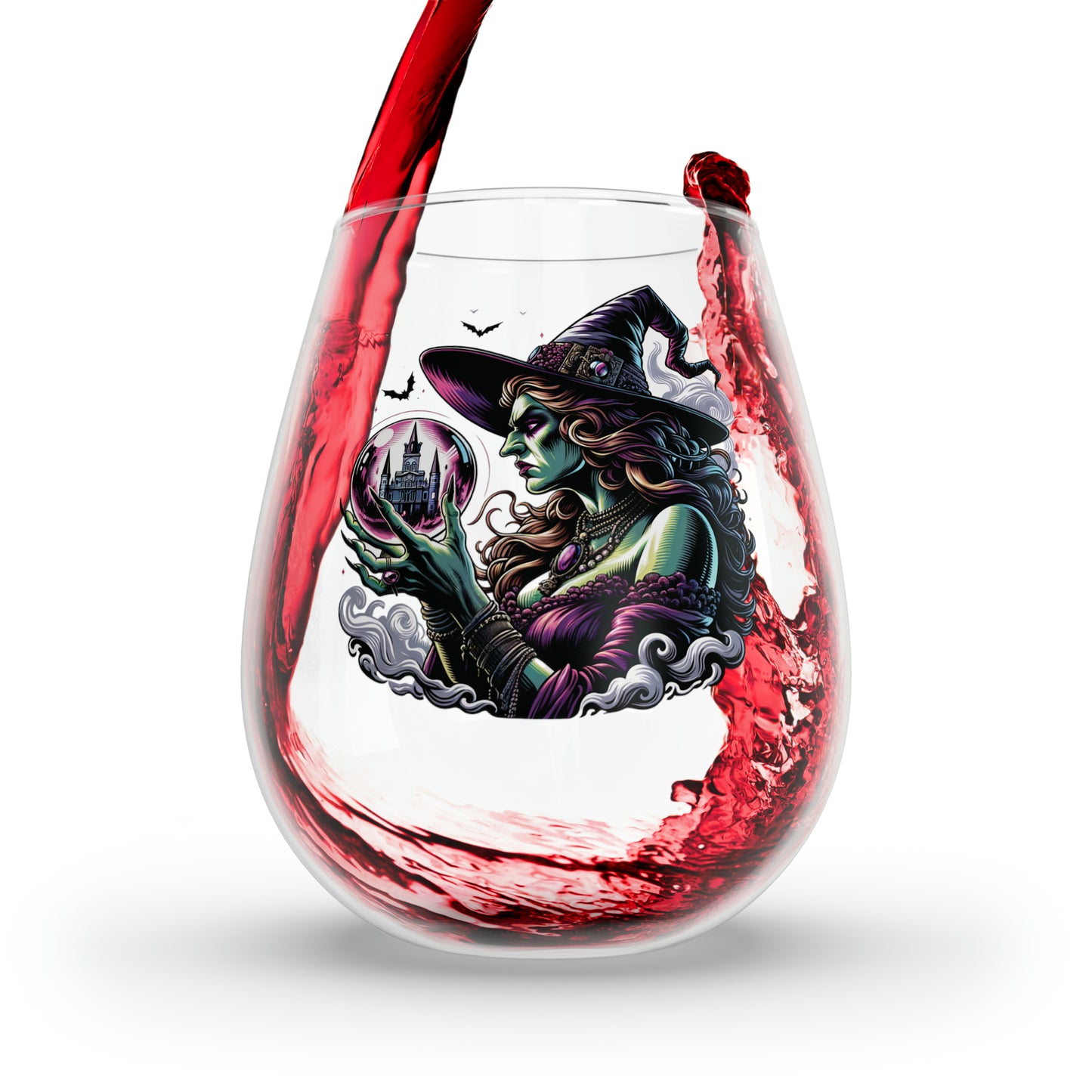 Dark Nola Crystal Ball Stemless Wine Glass, 11.75oz