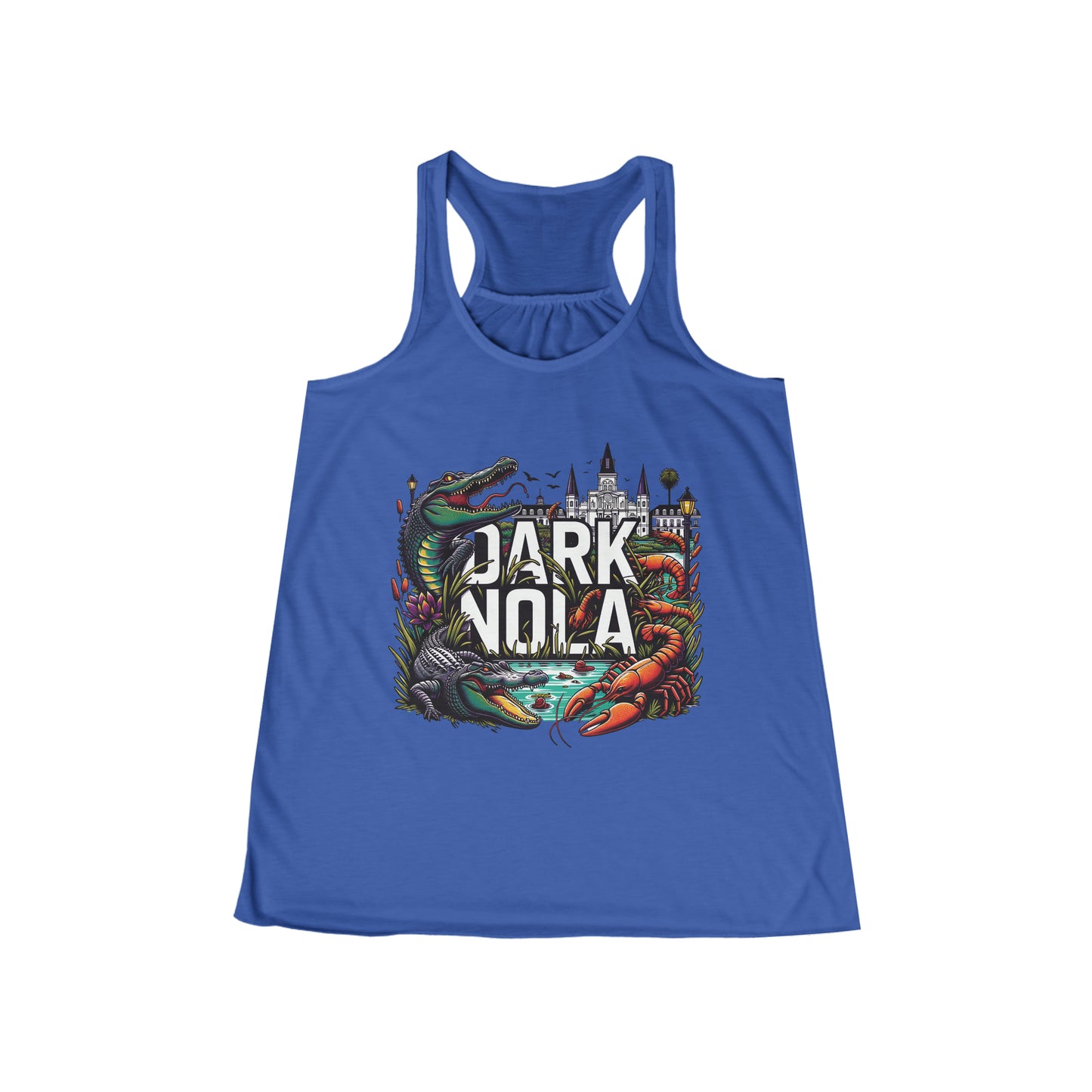 Dark Nola Quarter Critters Women's Flowy Racerback Tank