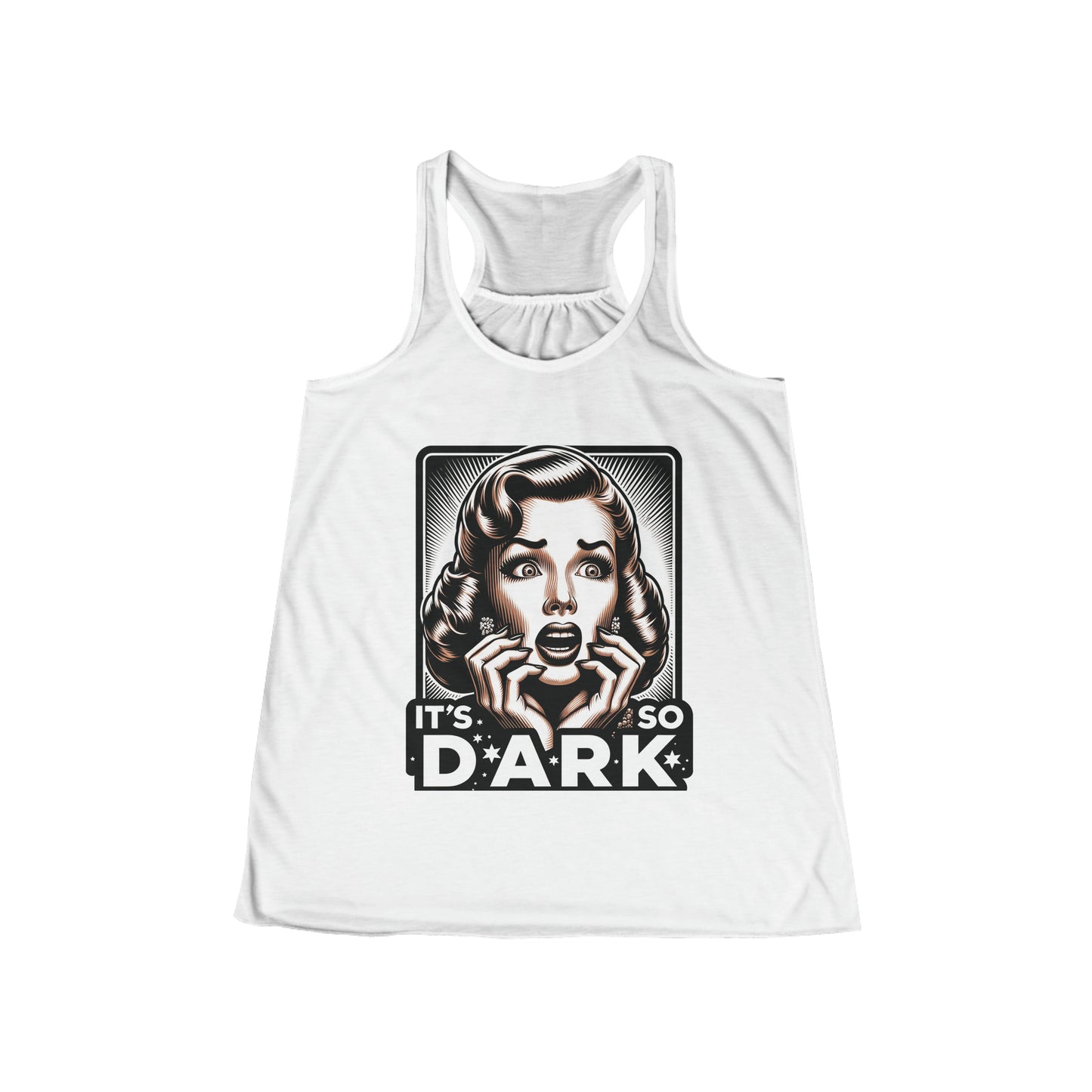 "It's So Dark!" Women's Flowy Racerback Tank