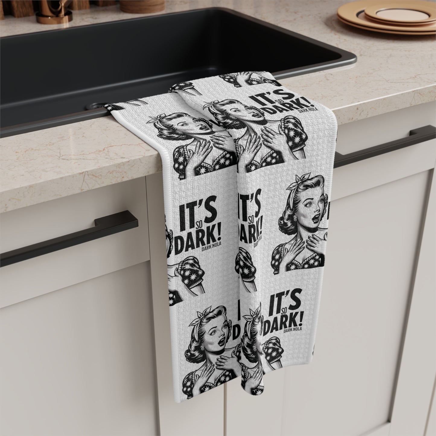 It's So Dark! Pattern Microfiber Tea Towel