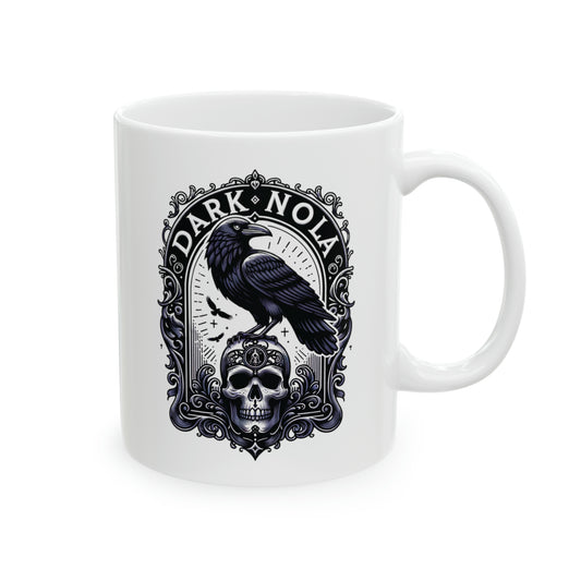 Dark Nola Raven Skull Ceramic Mug, 11oz